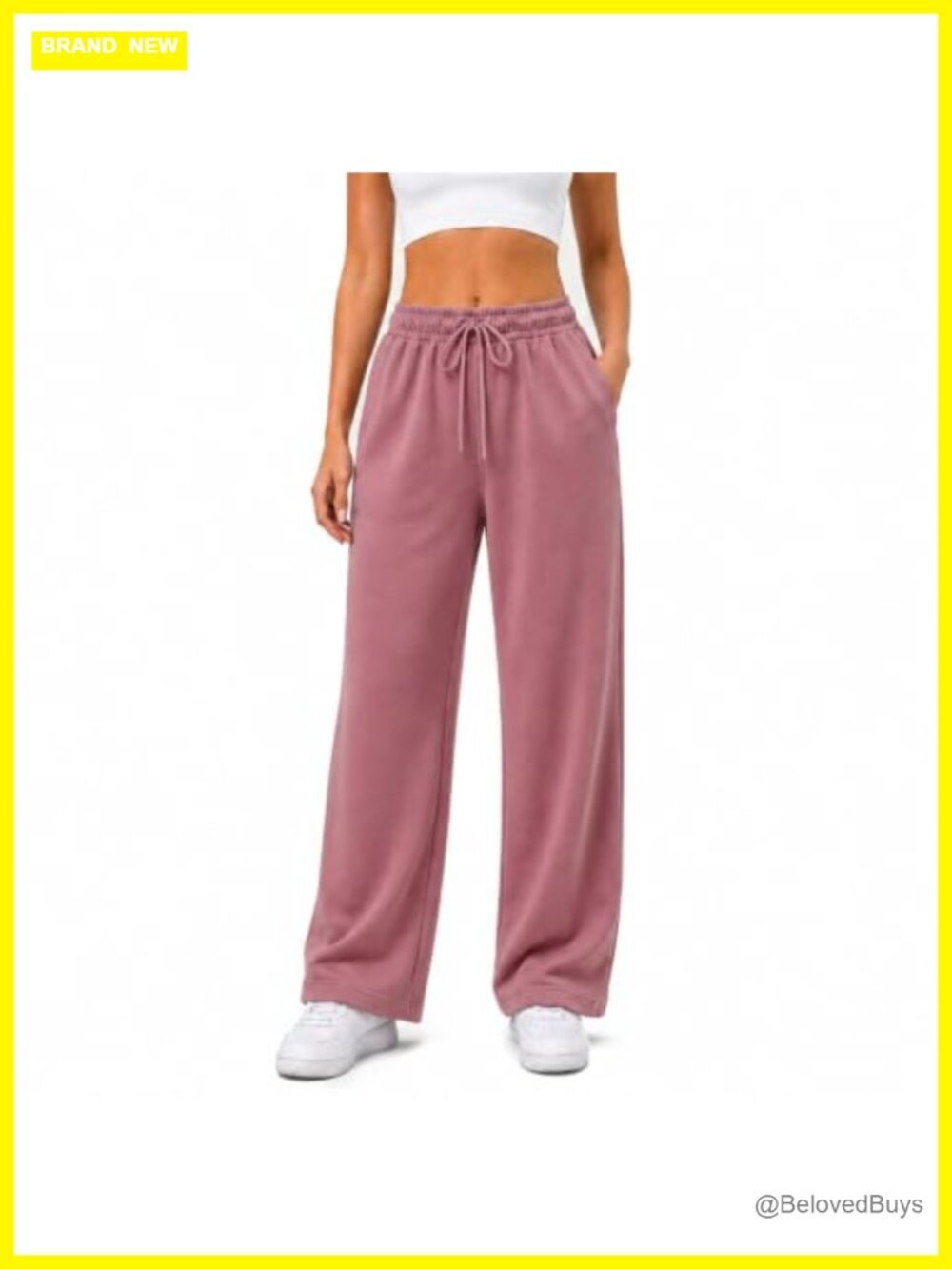 Women's Straight Leg Sweatpants Deep Pockets Open Bottom Cotton Blend